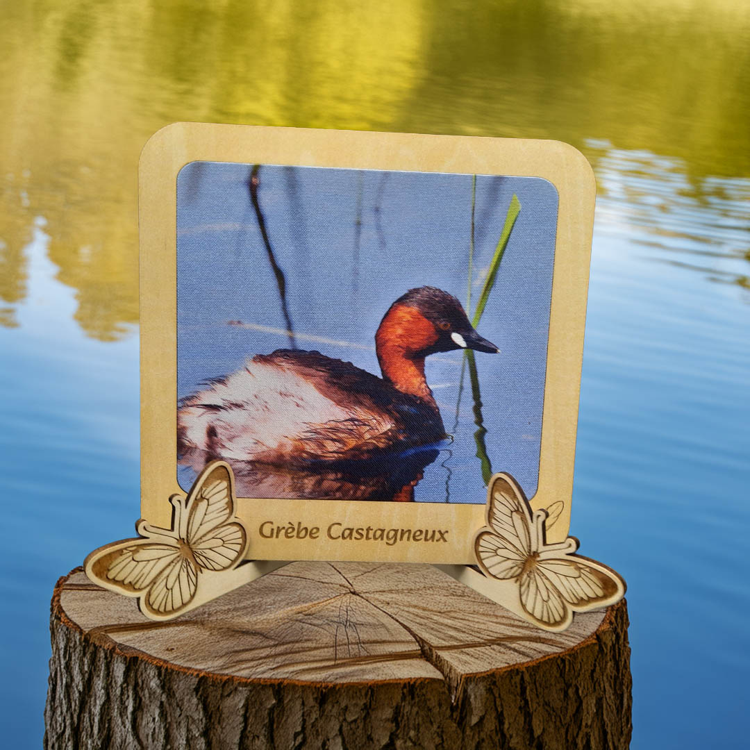 Cadre Photo Sublimation Textile Grèbe castagneux Support Papillons